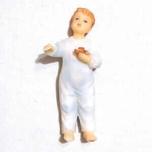 Vintage Porcelain Child Jesus Figurine Holding Boat Religious Decor